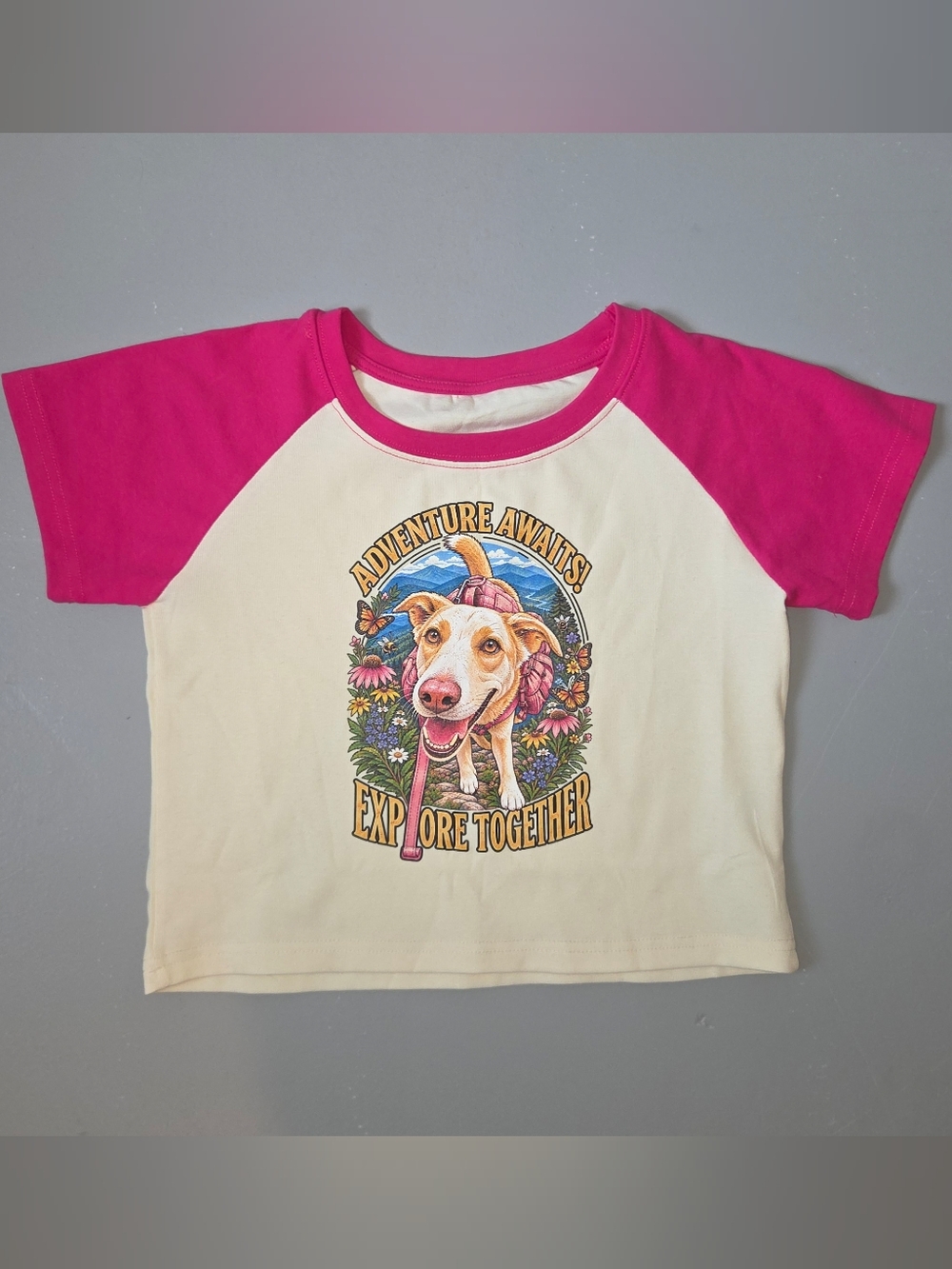 Outdoorsy Labrador Dog Wildflower Graphic Raglan Baby Tee Short Sleeve Shirt